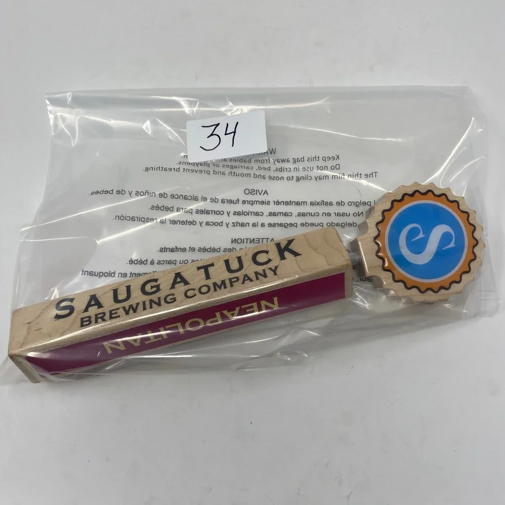 Saugatuck Brewing Company Neapolitan Beer Tap Handle Wood Bottle Cap Logo